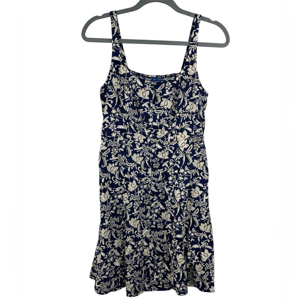 Old Navy Fit and Flare Cami Mini Dress Navy Tan Floral Womens XS